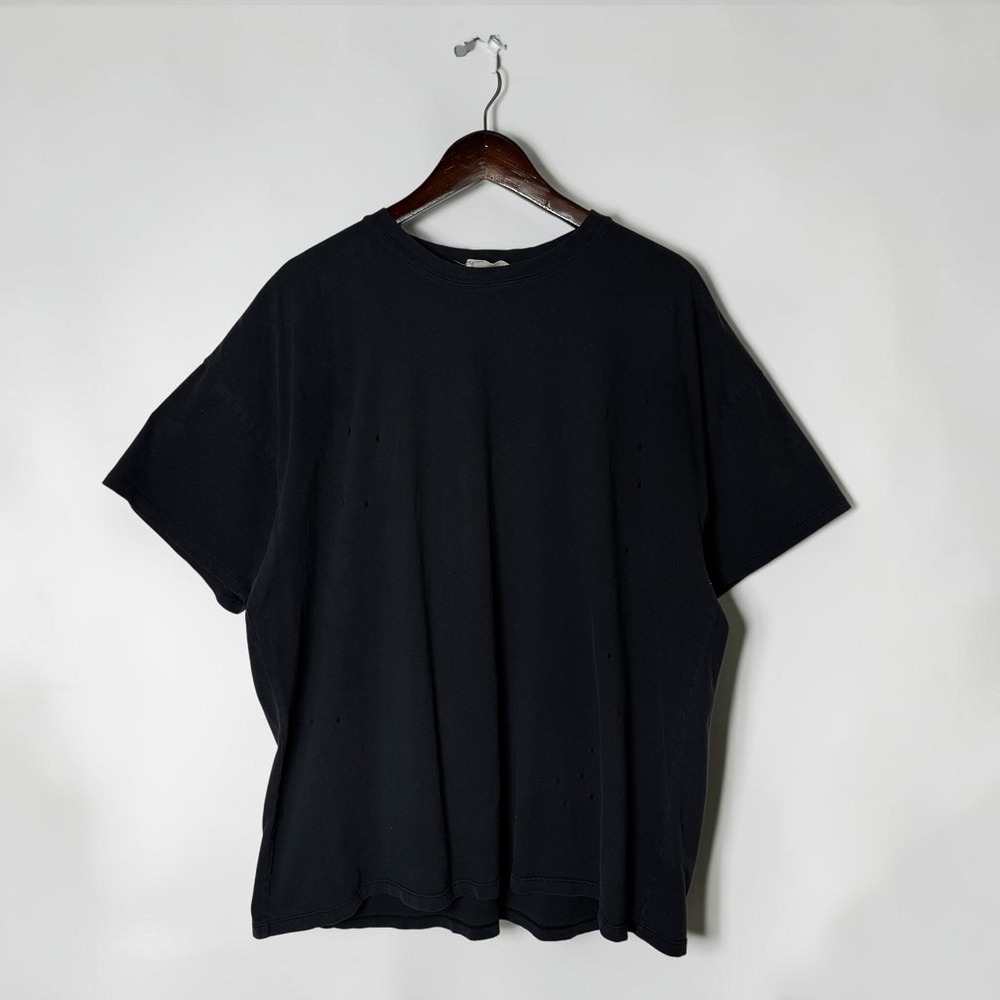 Double Zero Oversized Distressed Boyfriend Tee Tshirt Black size S/M
